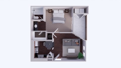 Floor plan for 1 bed, 1 bath, 536 sqft